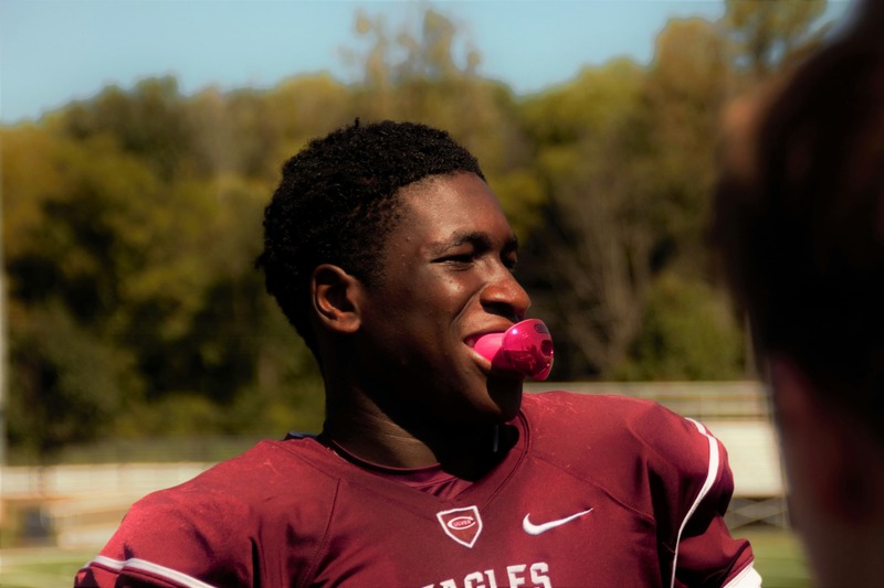 Football player wearing mouthguard